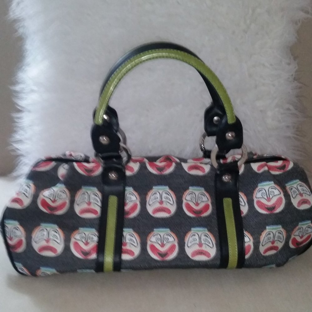 ***HOST PICK***Braccialini Italian canvas leather clown faces bag NWOT